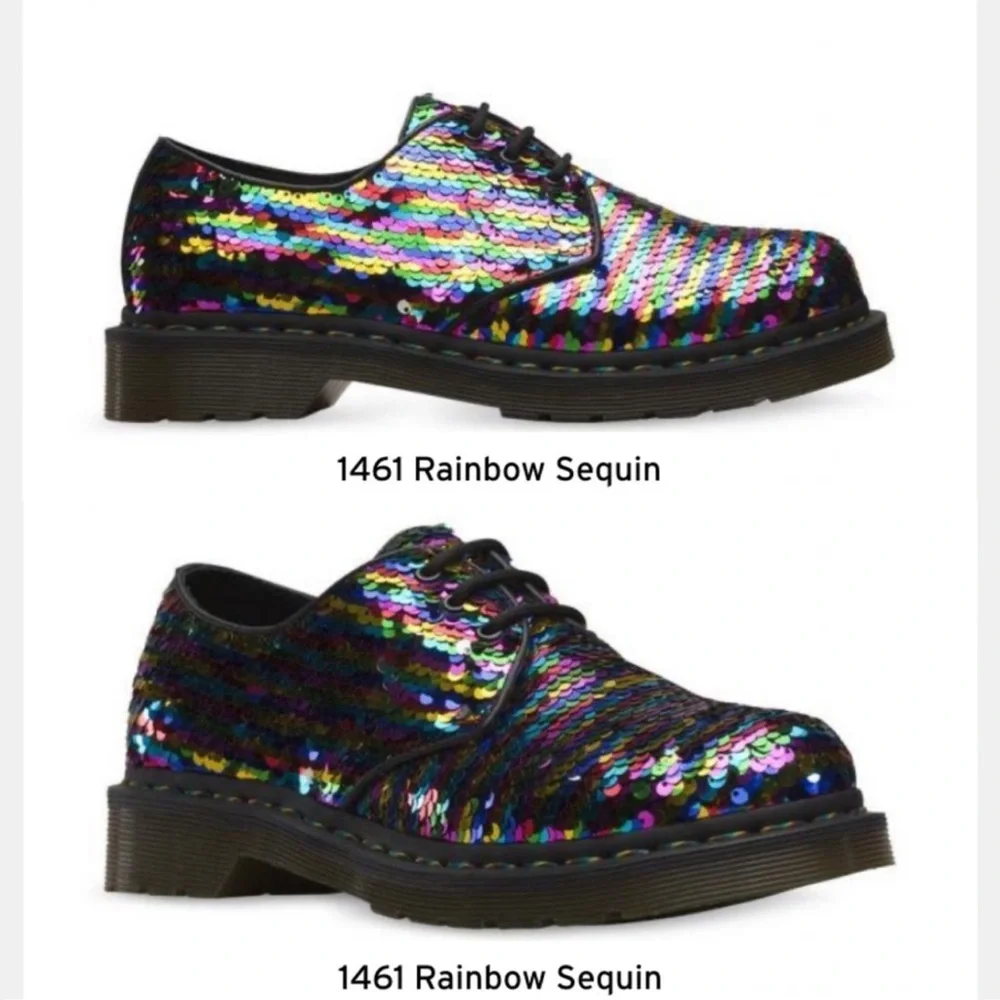 Sparkly Doc Dr Martens 1461 Sequin Rainbow Silver 24597